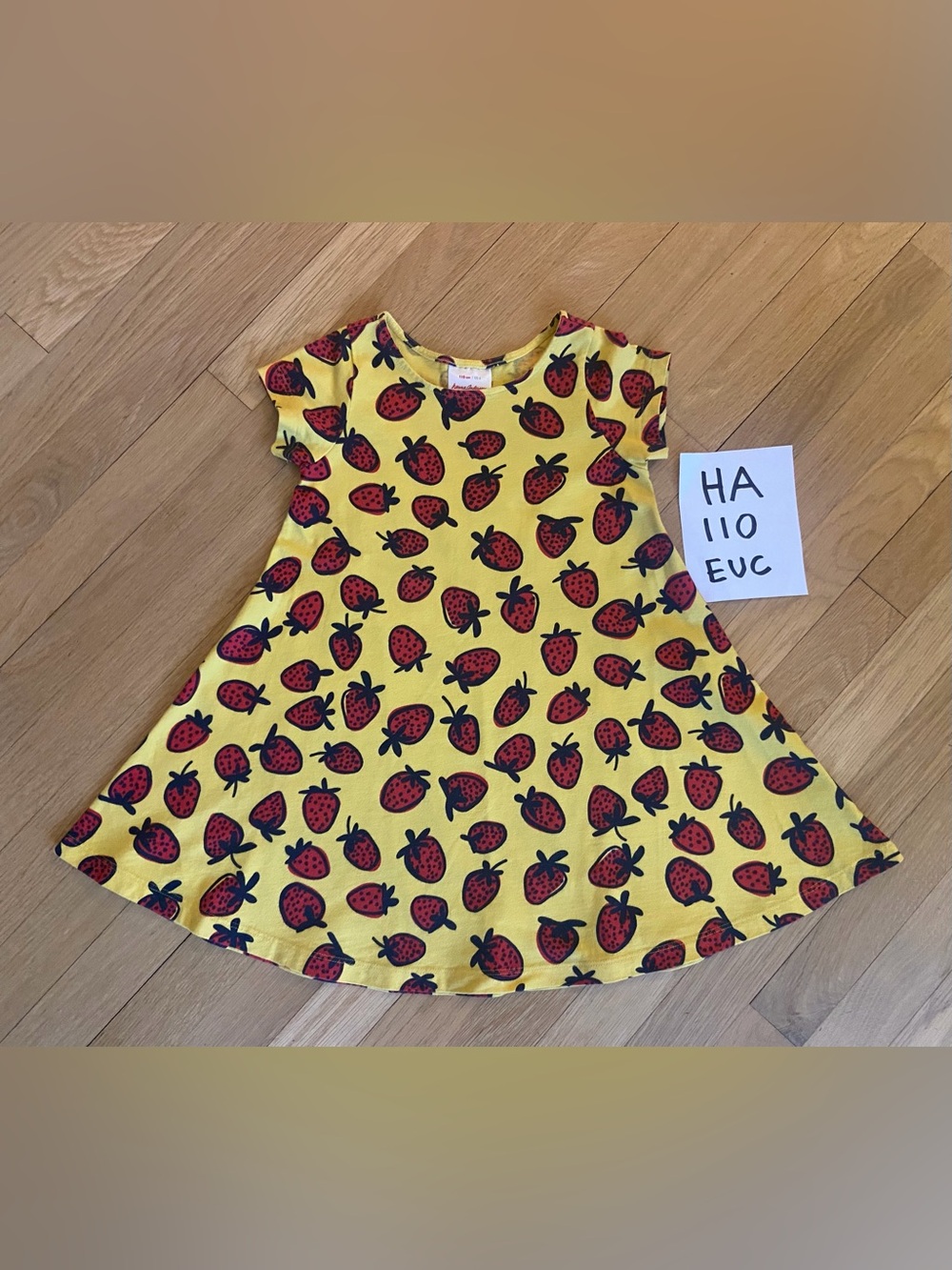 Hanna Andersson Yellow Dress with Red Strawberry Print